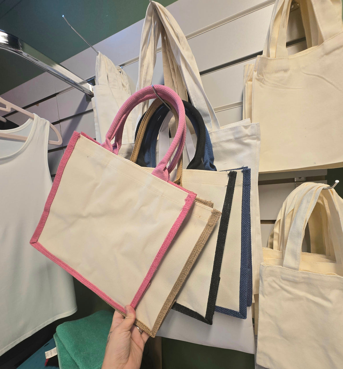 Canvas coloured tote bags
