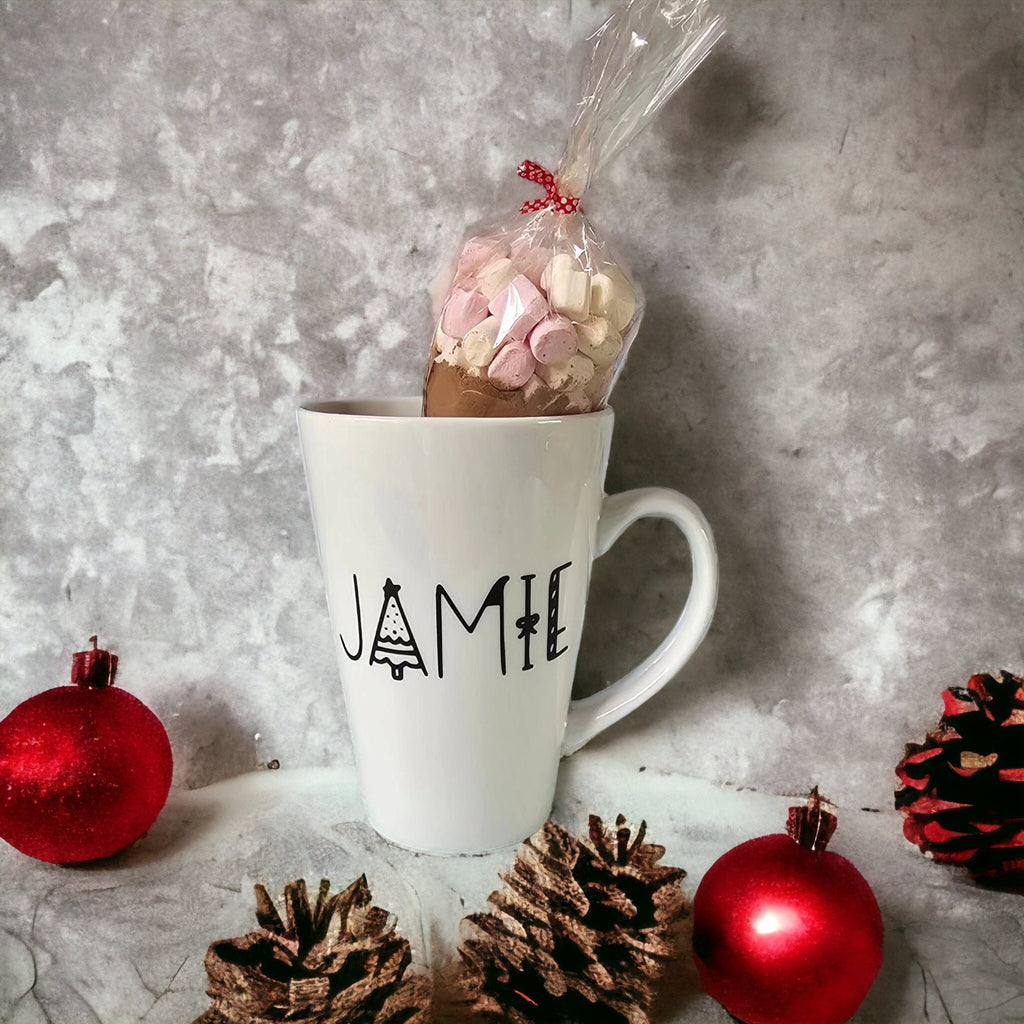 Personalised hot chocolate mug set