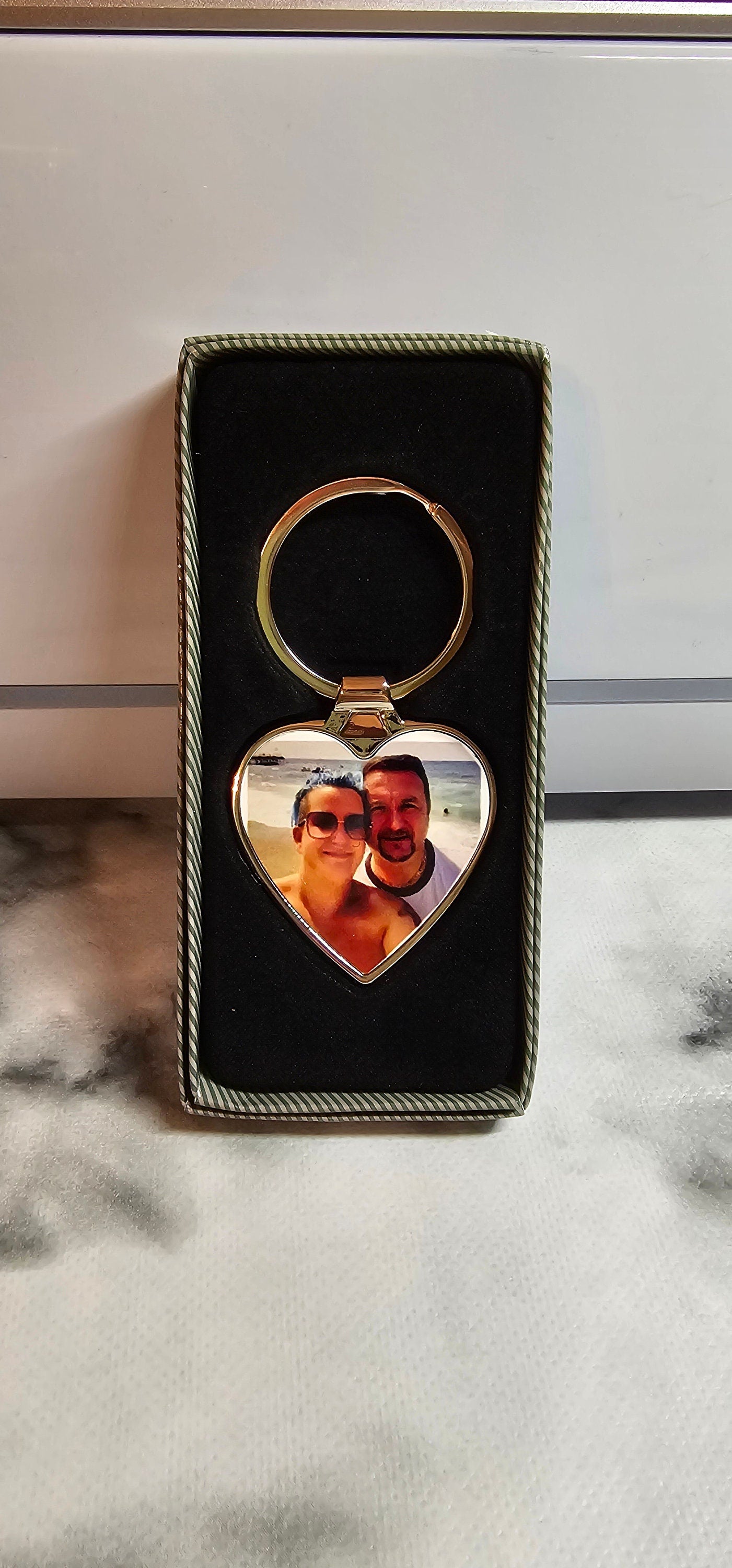 Heart shaped photo keyring