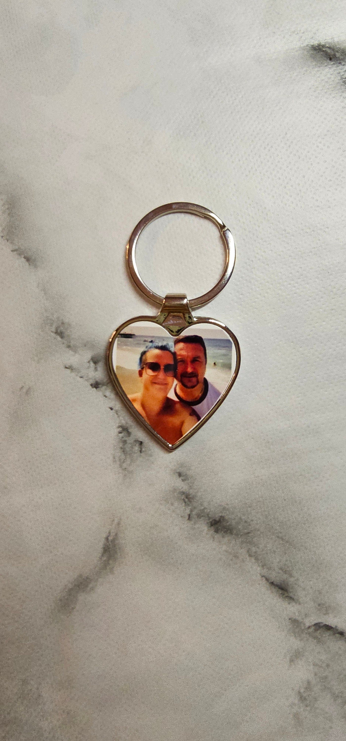Heart shaped photo keyring