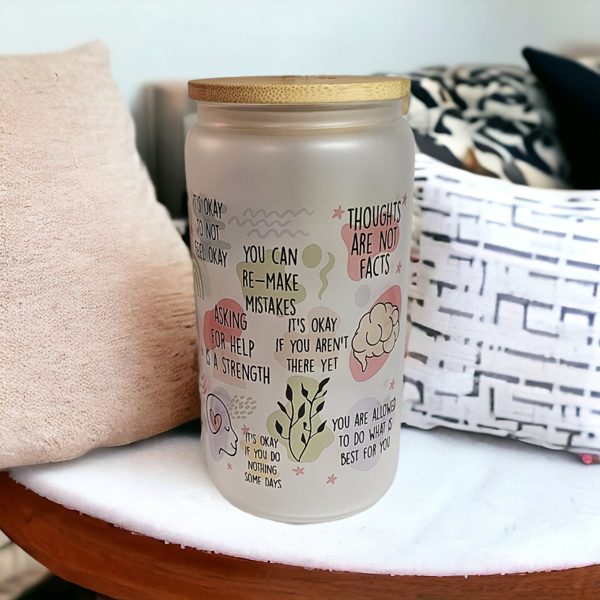 Mental Health 16oz Libby drinking jar