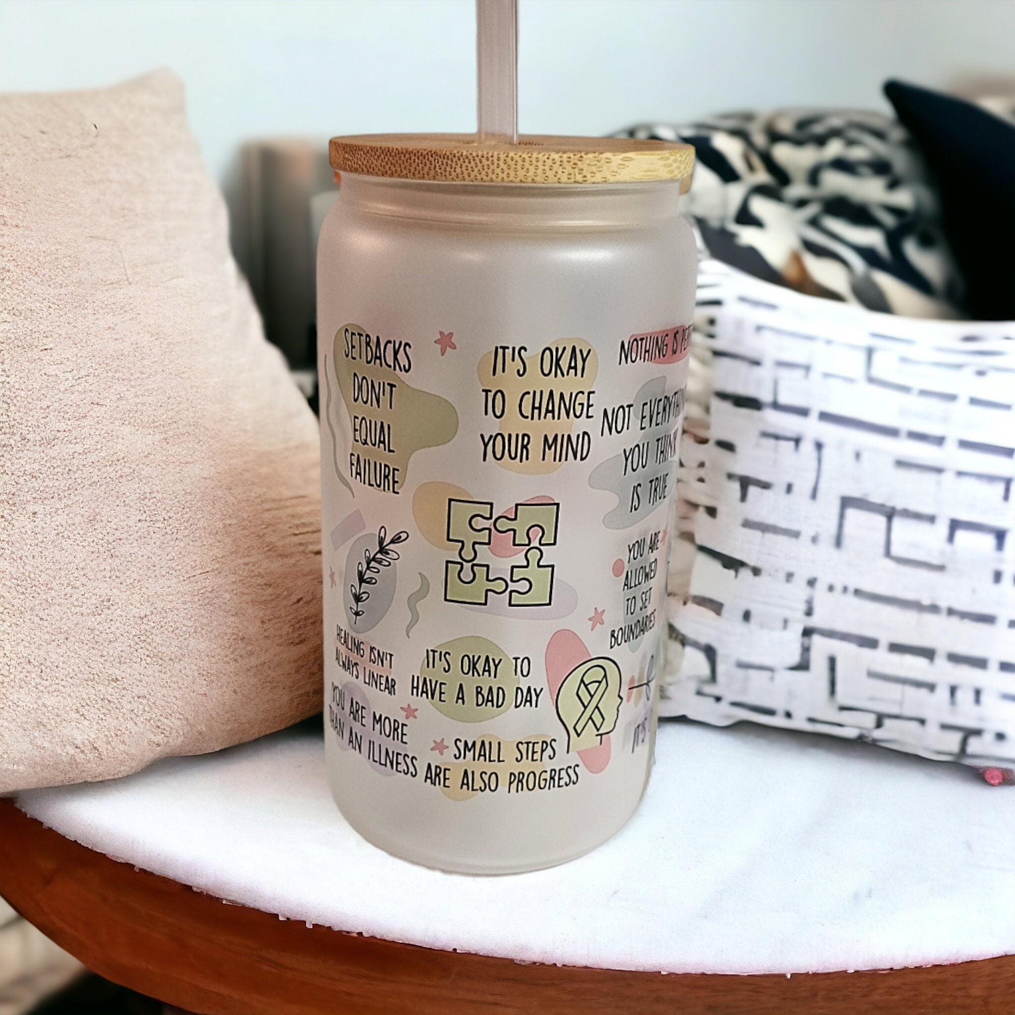 Mental Health 16oz Libby drinking jar