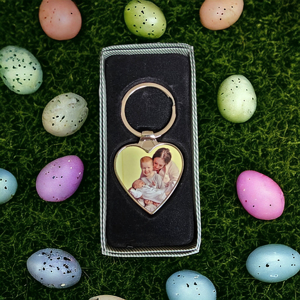 Heart shaped photo keyring