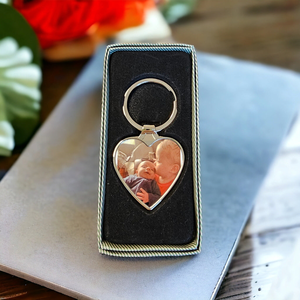 Heart shaped photo keyring