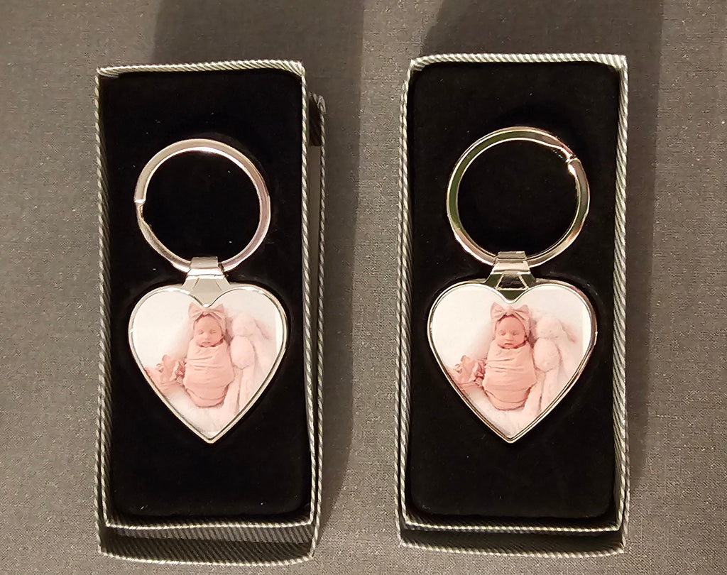 Heart shaped photo keyring
