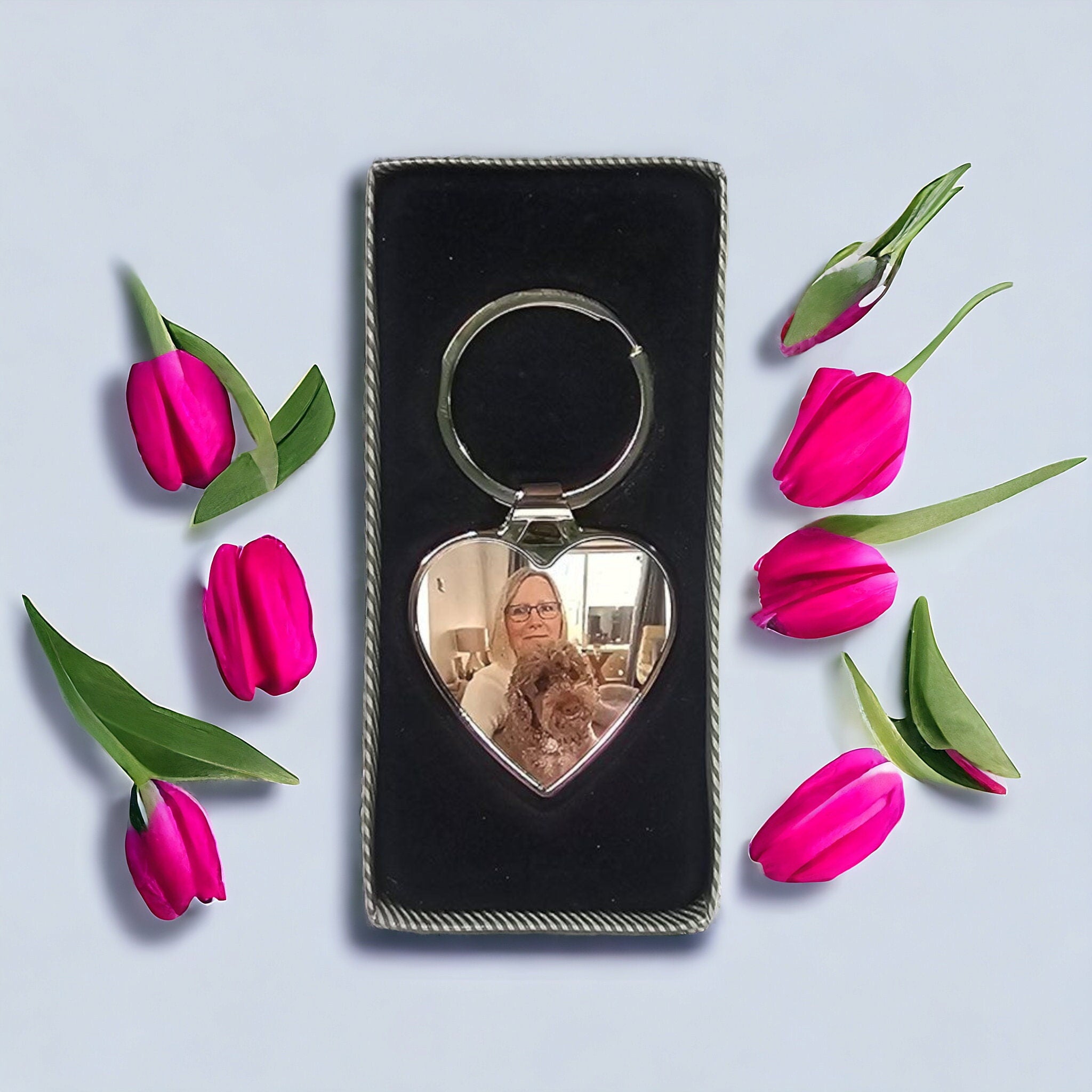 Heart shaped photo keyring