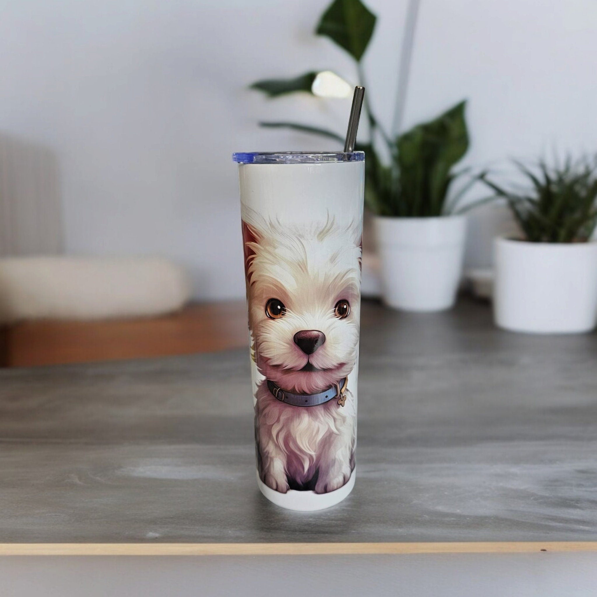 Hand Printed Dog Insulated Tumbler, 30oz Stainless Steel Travel Mug