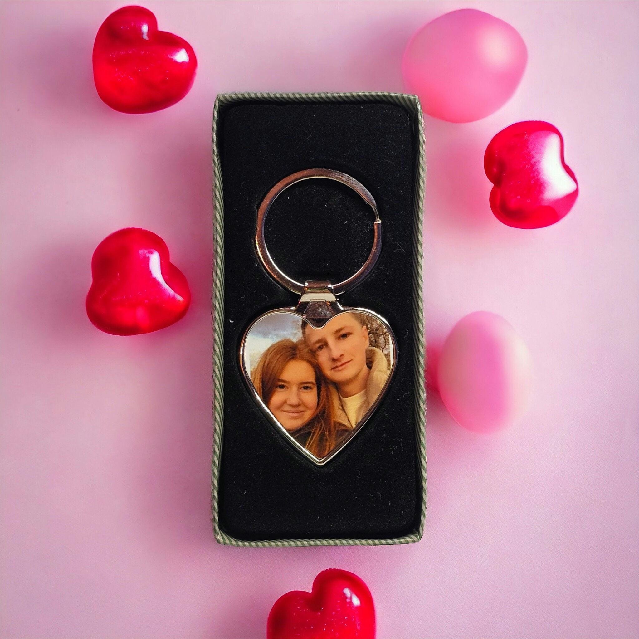 Heart shaped photo keyring