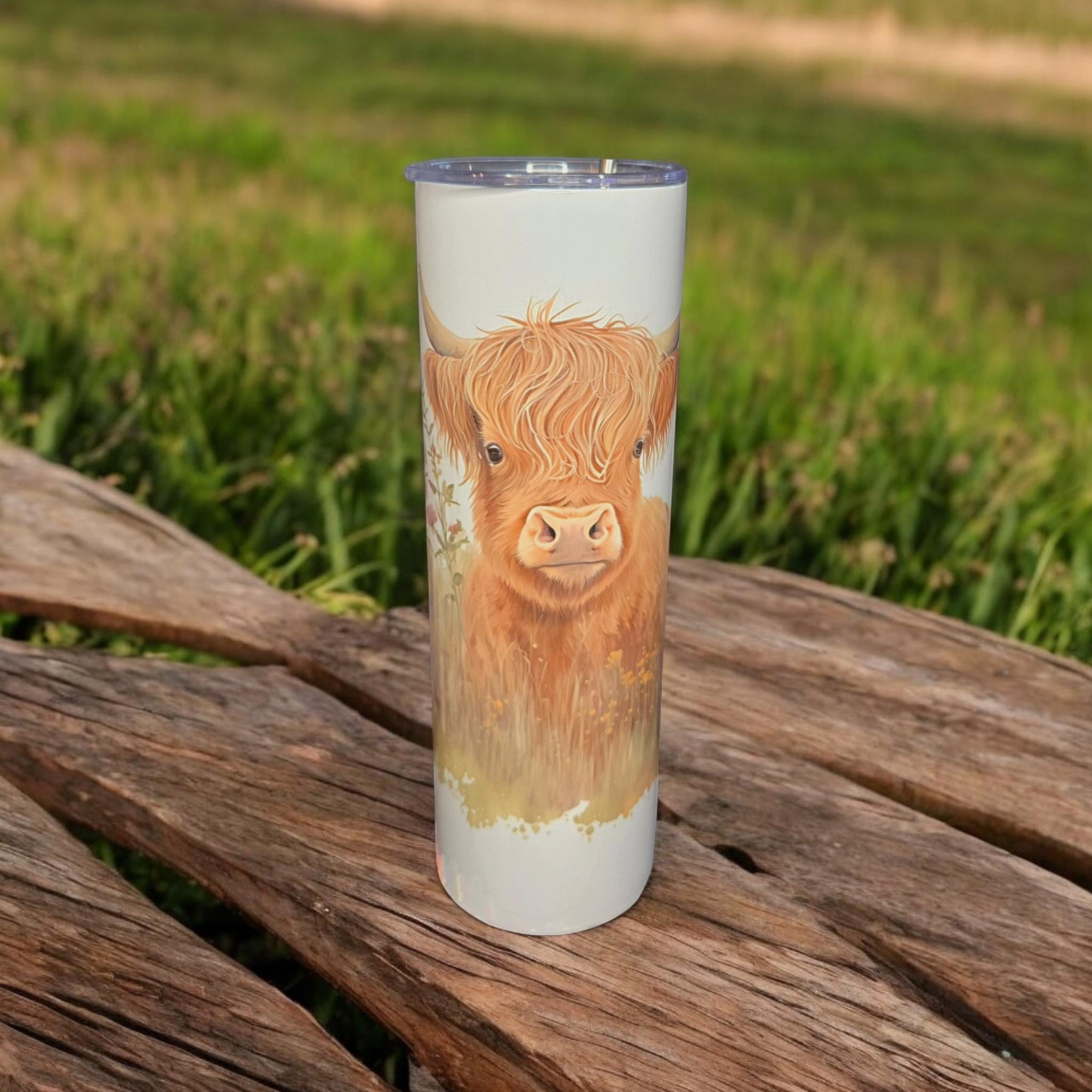 Highland Cow, Hand printed,30oz insulated tumbler/mug.