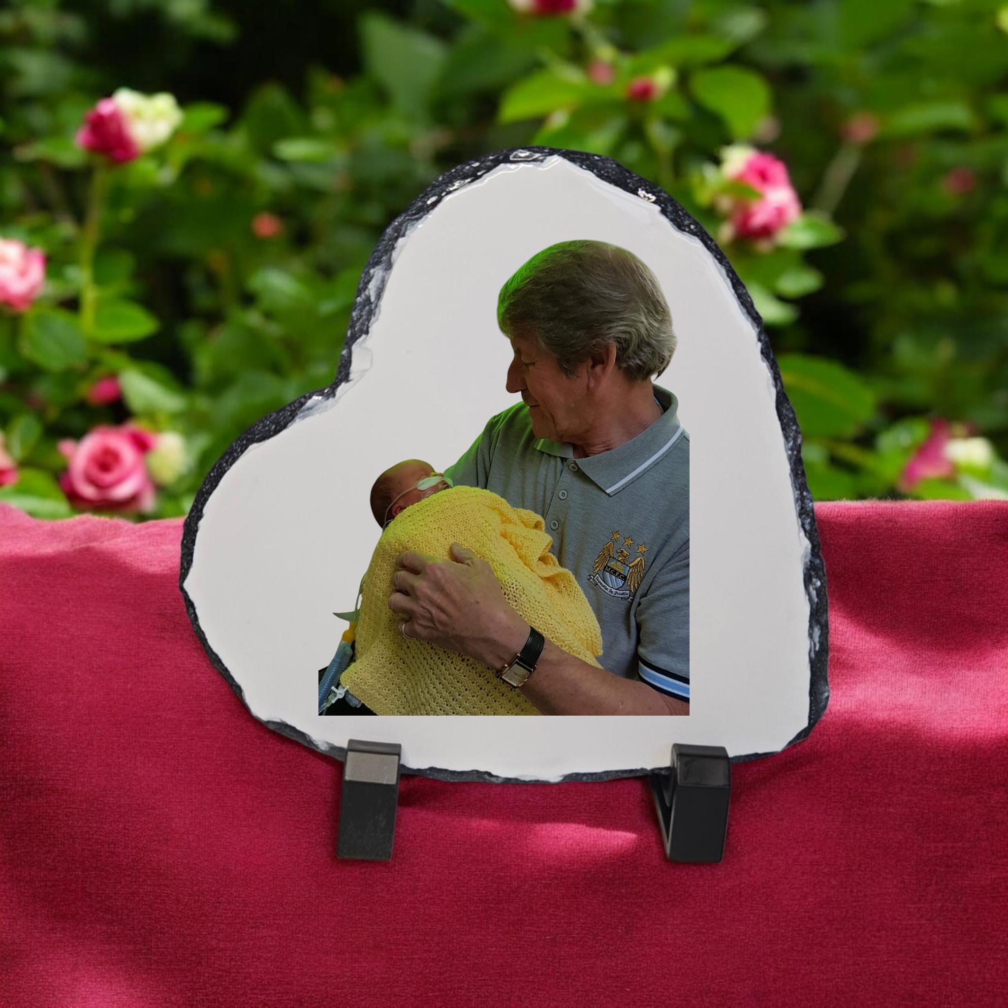 Personalised heart shaped, photo slate