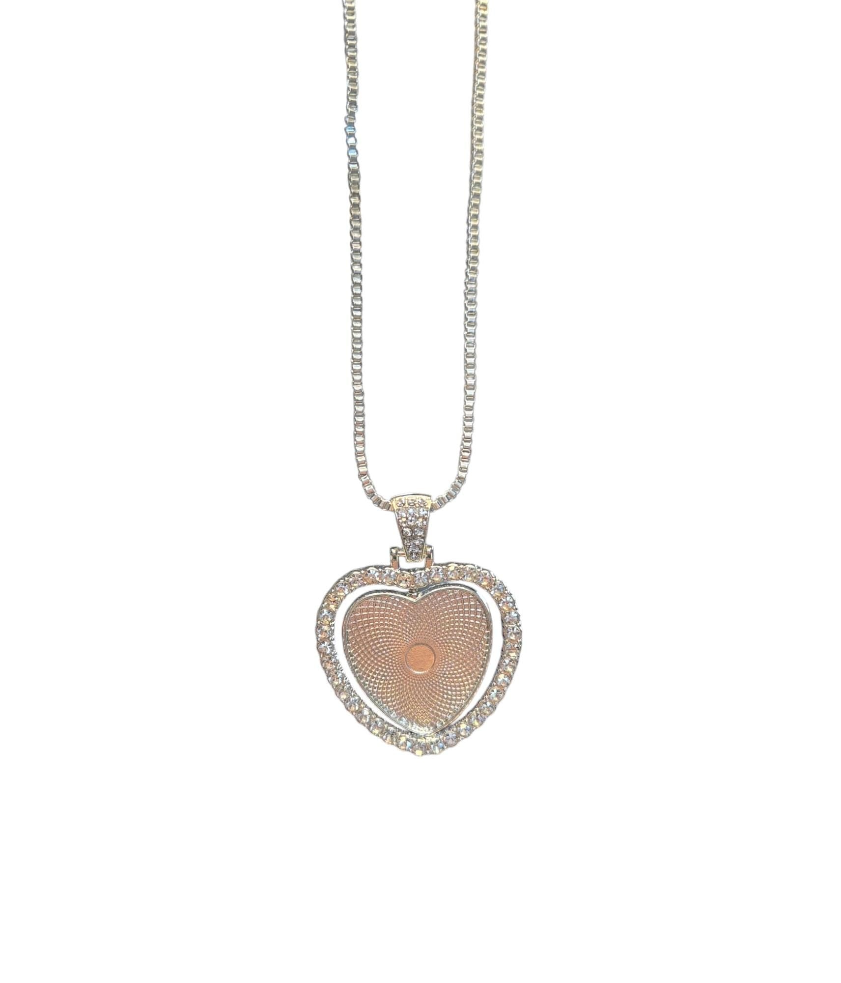 Heart shaped, photo, silver necklace.