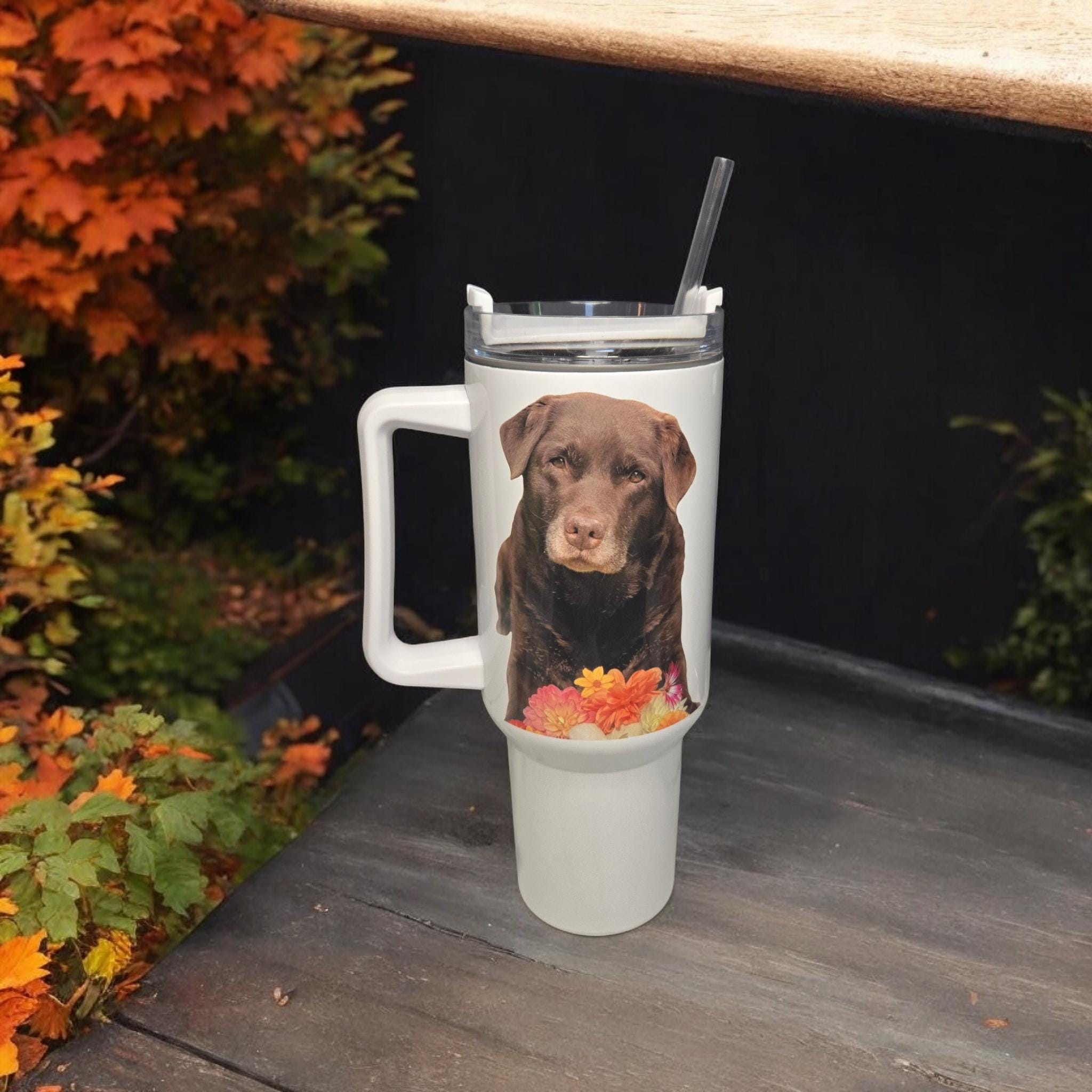 Personalised photo, 40oz insulated "Stanley" style tumbler.