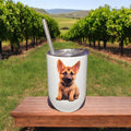 Puppy Dog Insulated Tumbler: Hand Printed Stainless Steel 12oz cup