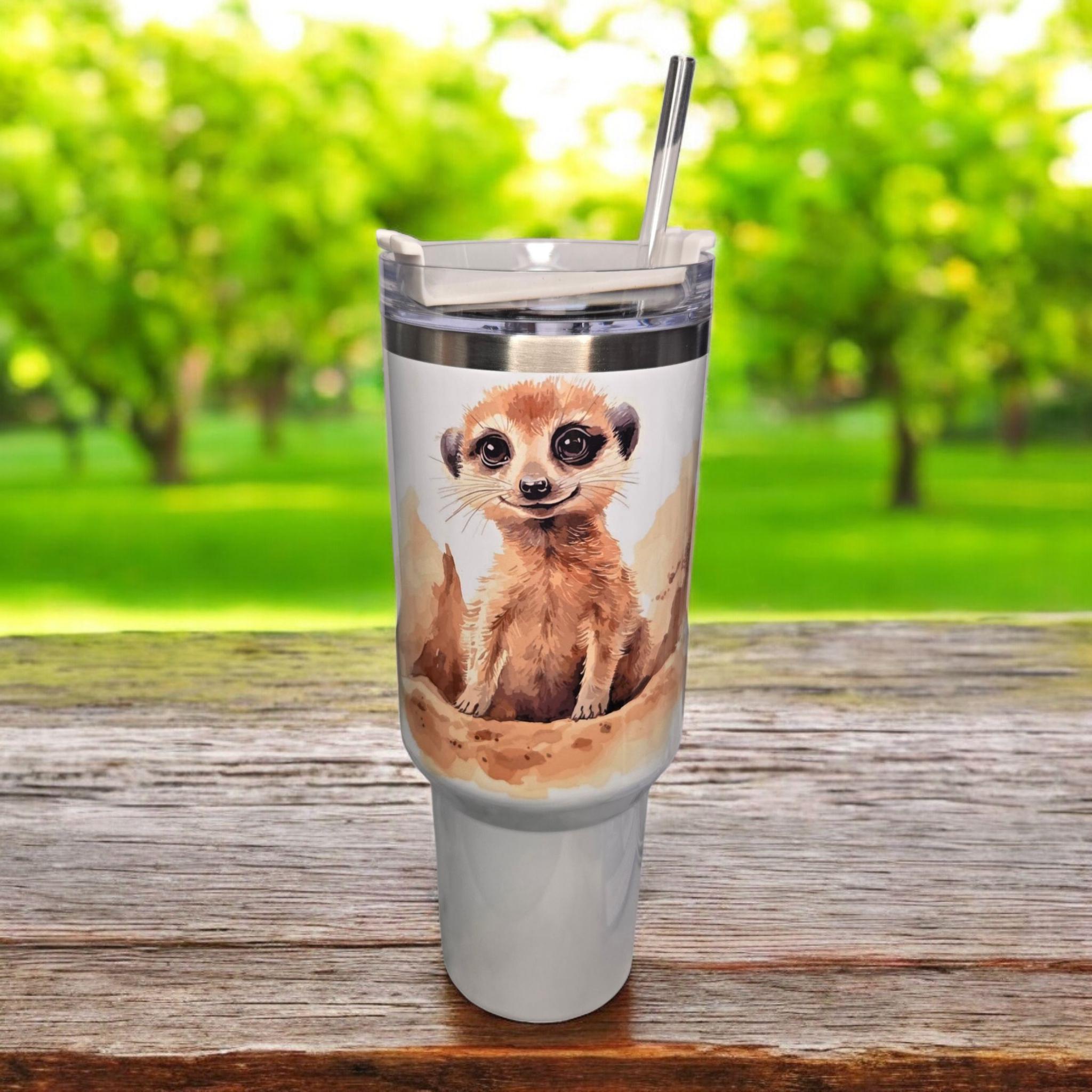 Safari/zoo animals, 40oz "Stanley" style insulated tumbler/mug.
