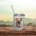 Safari/zoo animals, 12oz wine tumbler/cup.