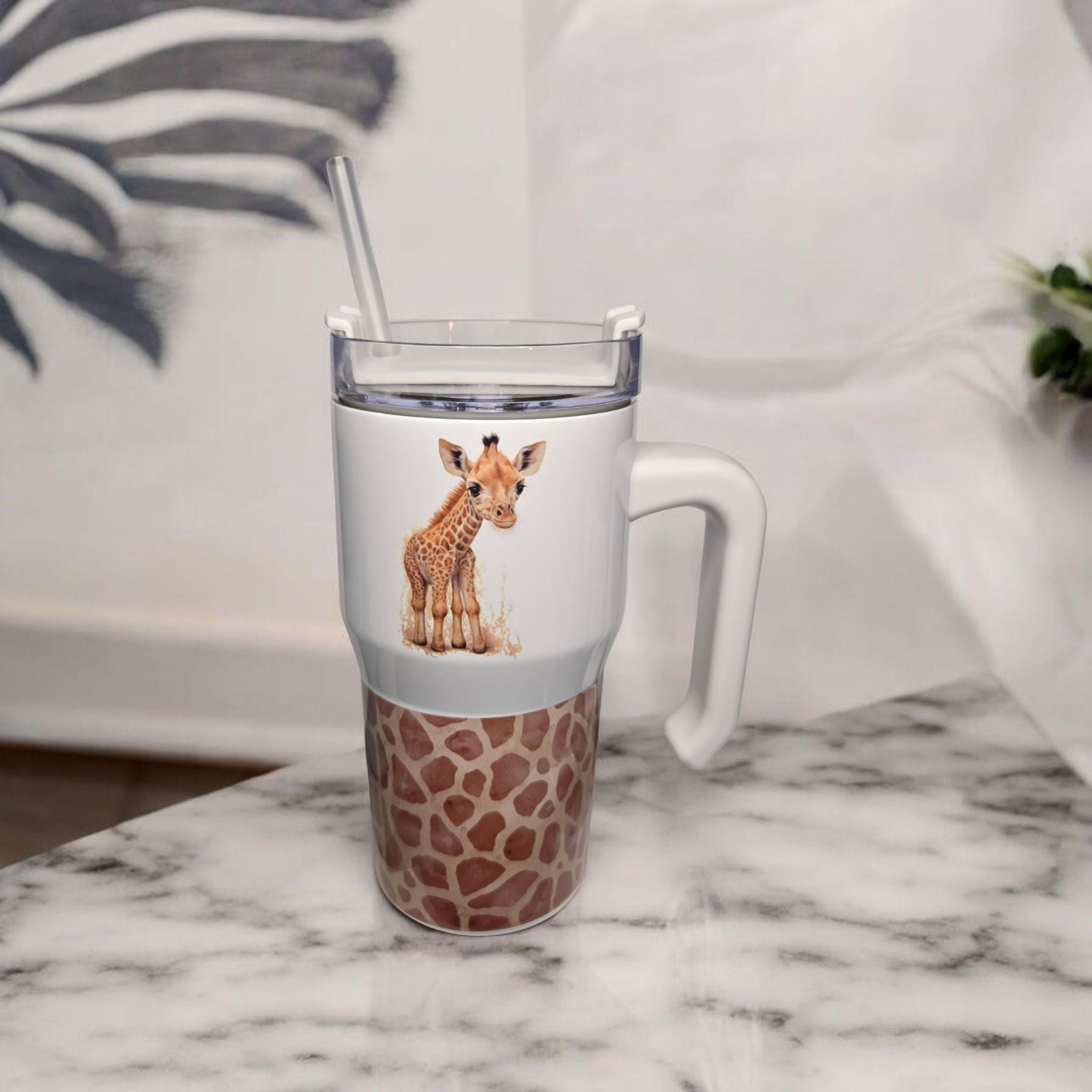 Safari/zoo animals, 20oz mini "Stanley" style tumbler/mug.