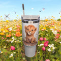 Safari/zoo animals, 40oz "Stanley" style insulated tumbler/mug.