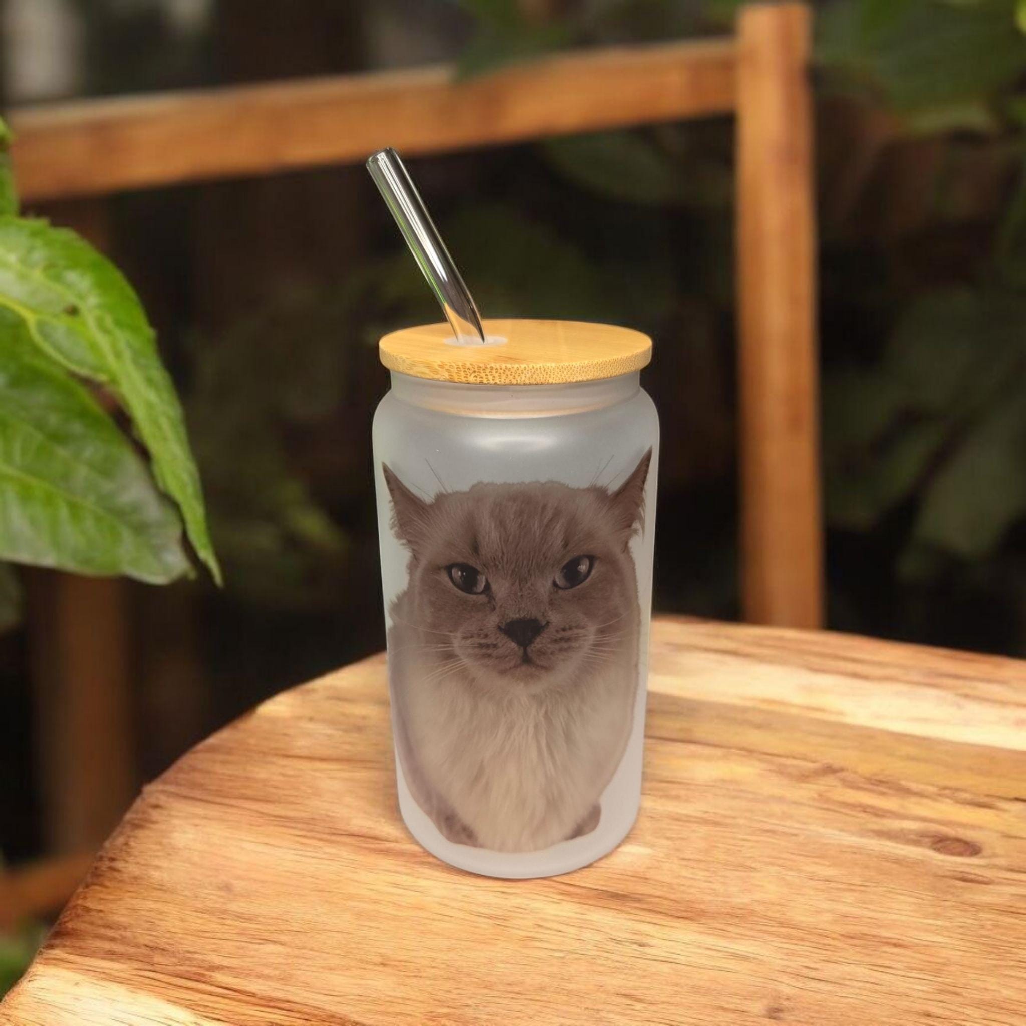 Personalised photo 16oz libby glass drinking can jar