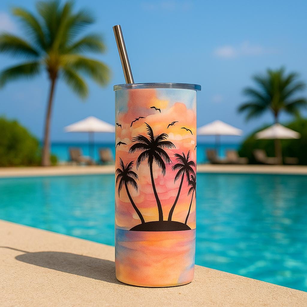Beach holiday 20oz insulated skinny tumbler