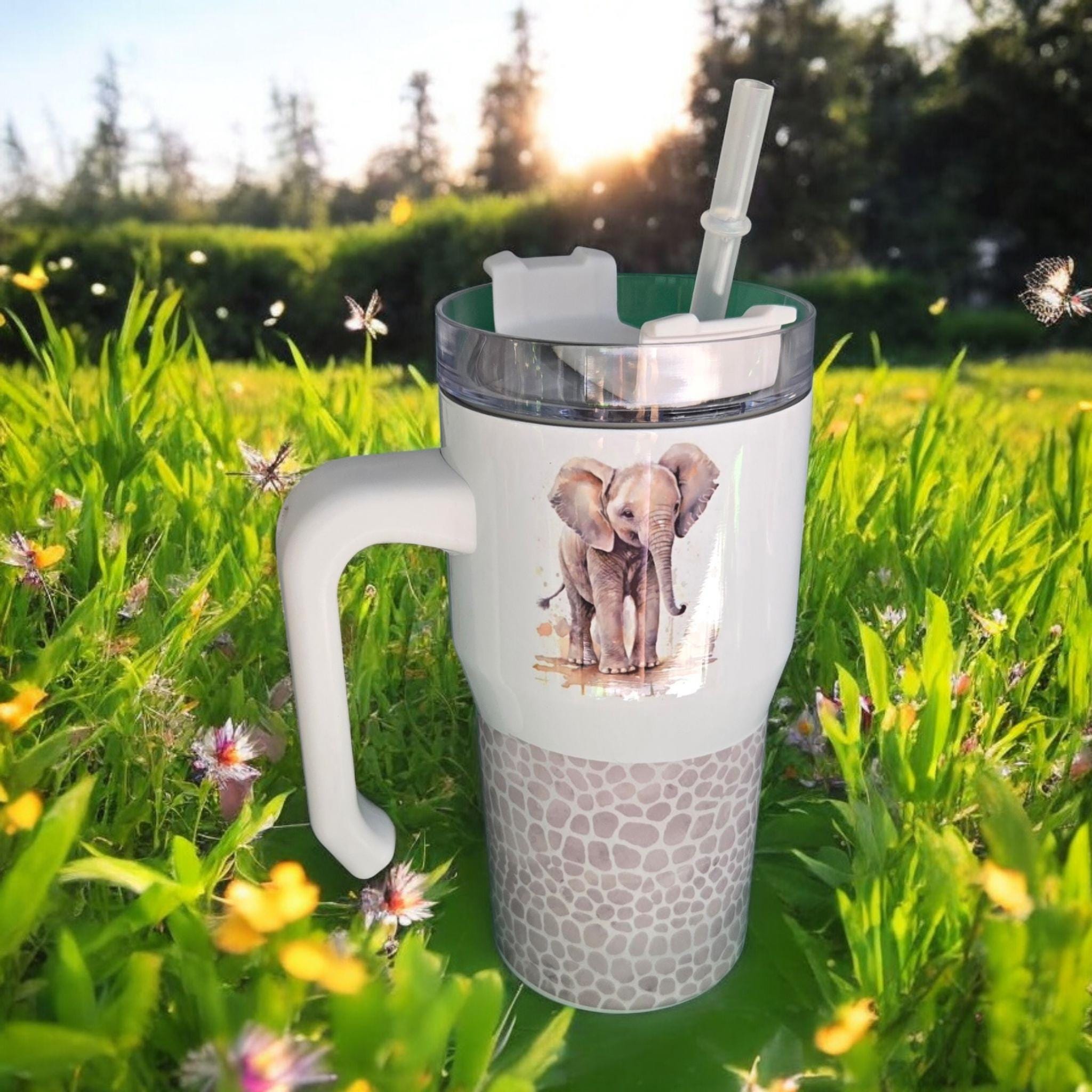Safari/zoo animals, 20oz mini "Stanley" style tumbler/mug.
