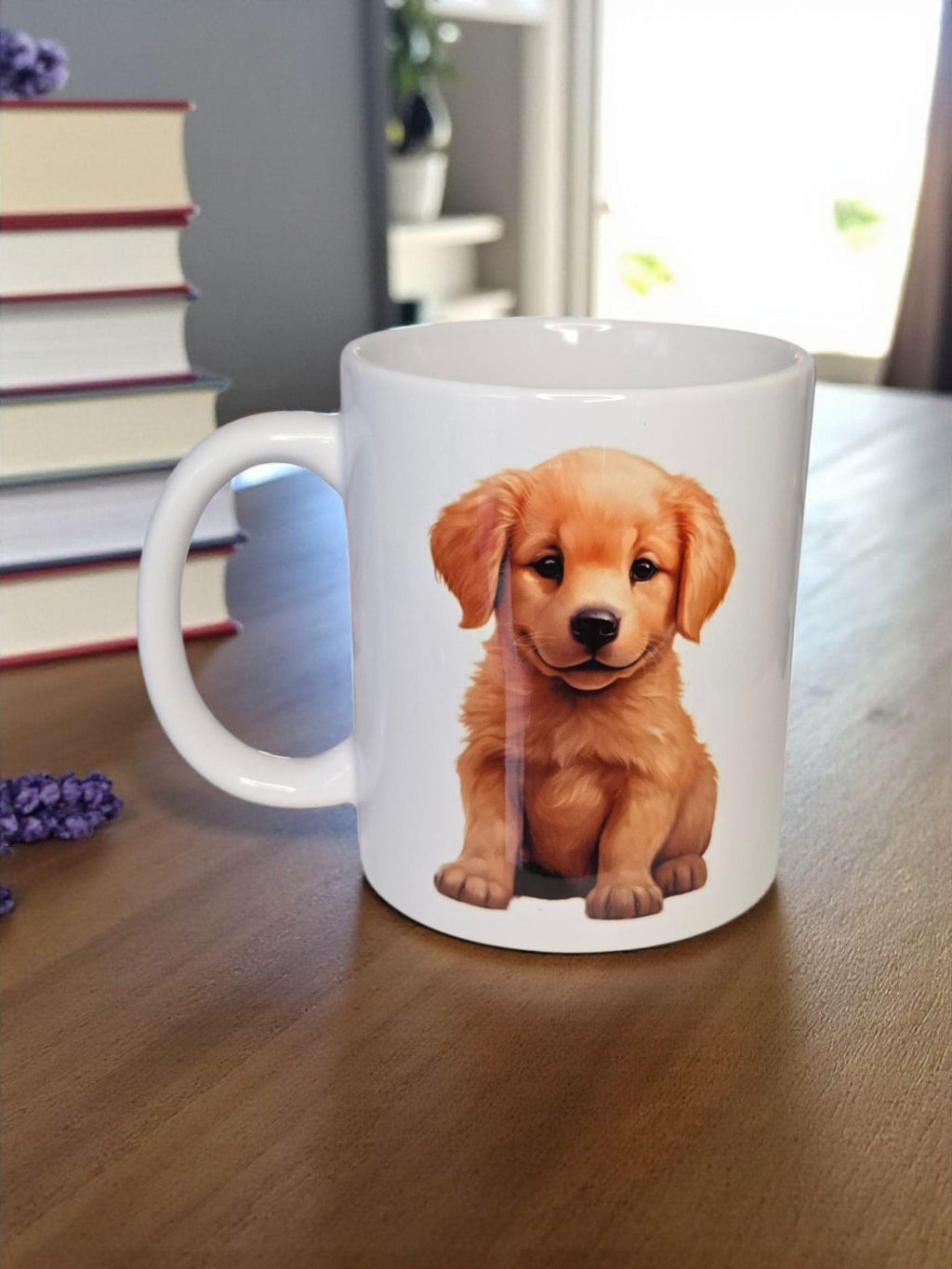 Puppy Dog Mug: Hand Printed 12oz Ceramic Mug