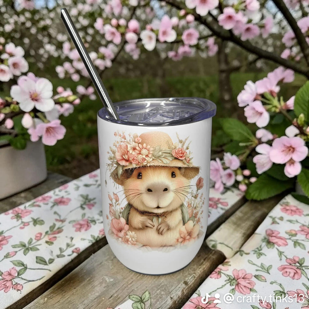 Capybara, 12oz insulated wine tumbler/mug.