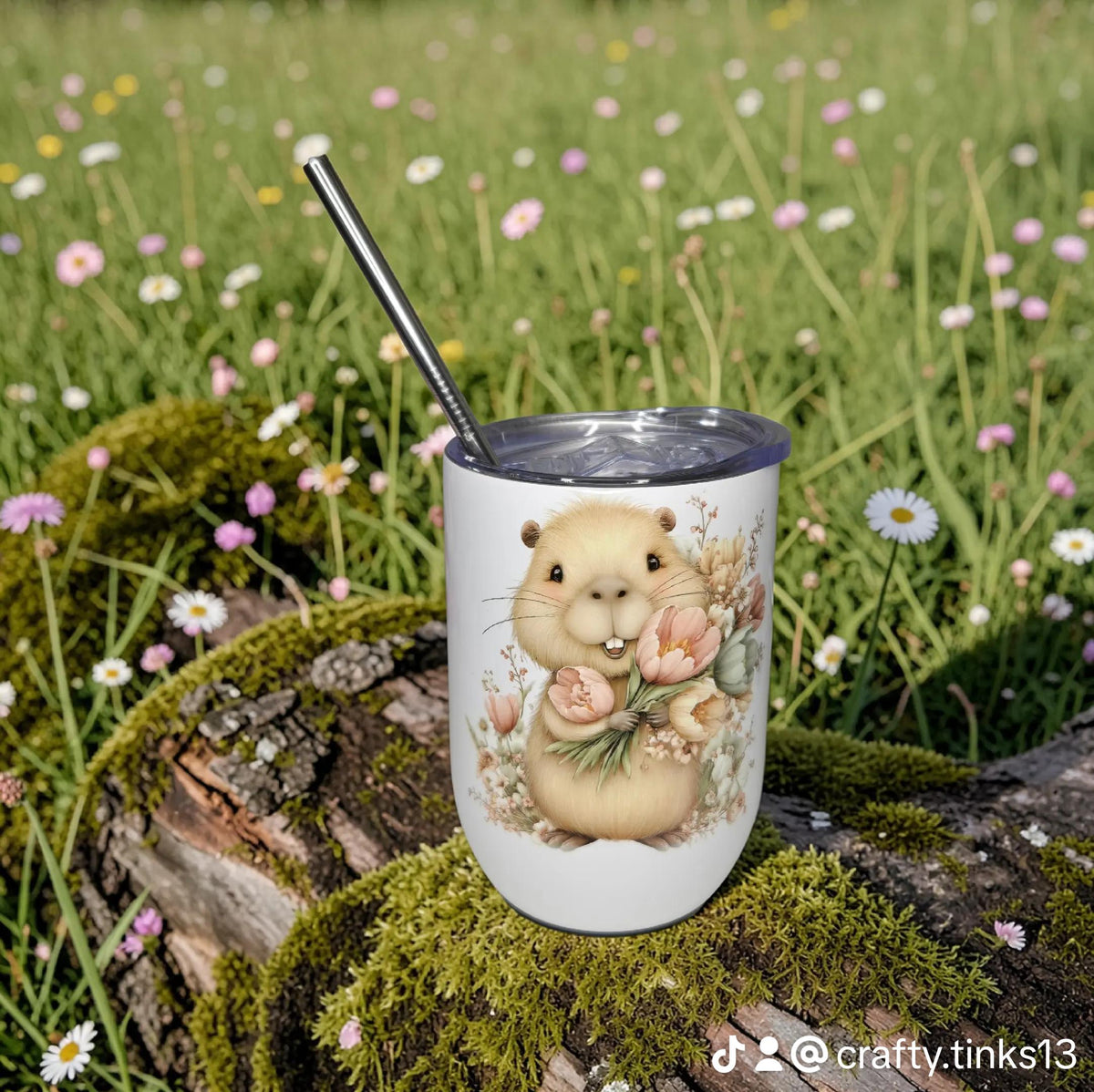 Capybara, 12oz insulated wine tumbler/mug.