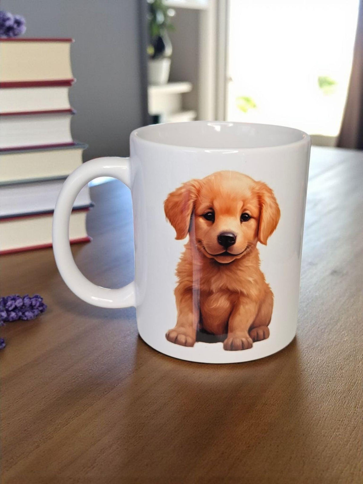 Puppy Dog Mug: Hand Printed 12oz Ceramic Mug