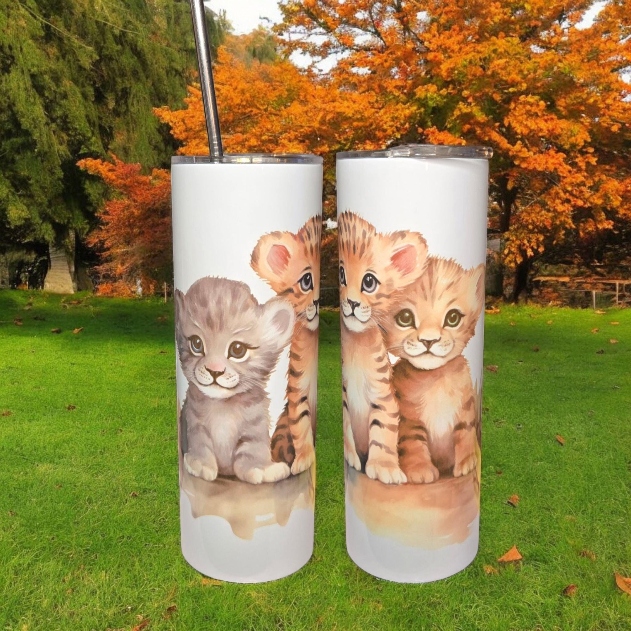 Safari/zoo animals, 20oz insulated tumbler/mug.