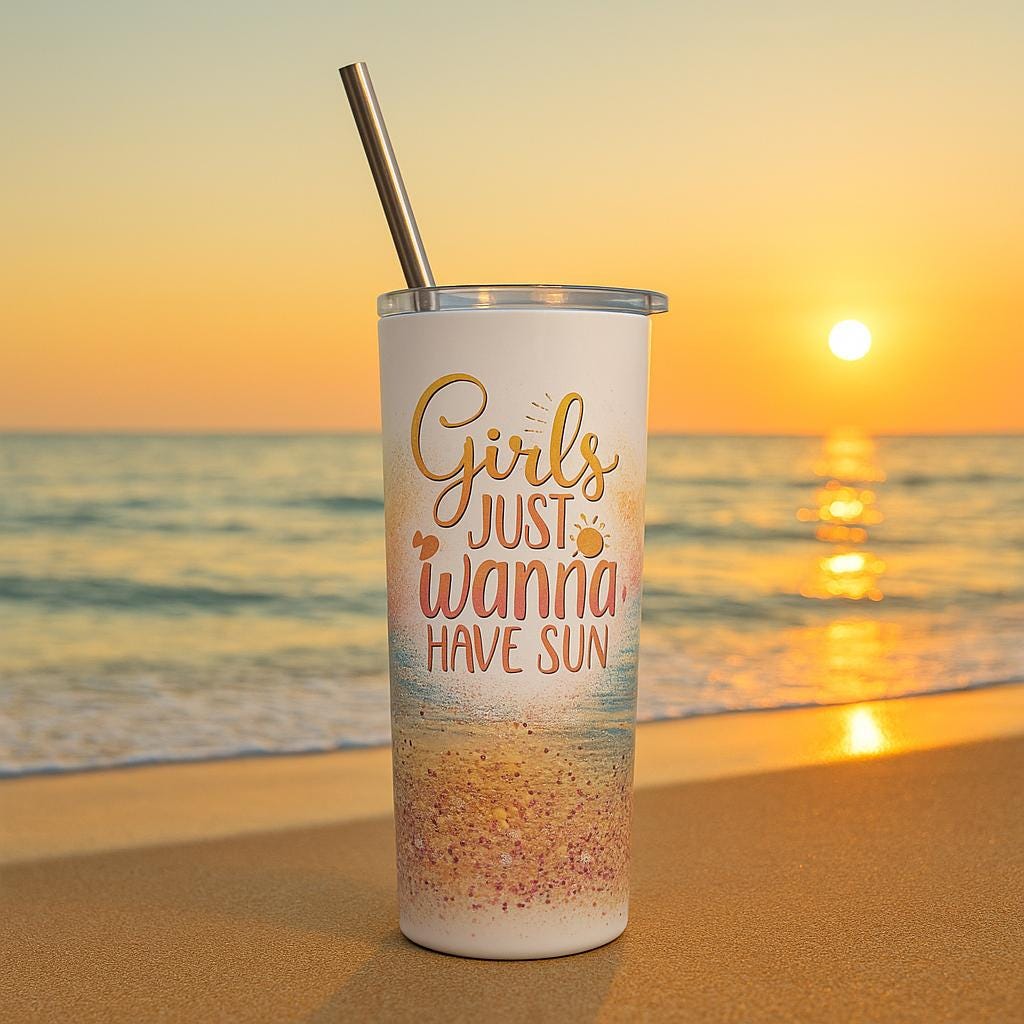 Beach holiday 20oz insulated skinny tumbler