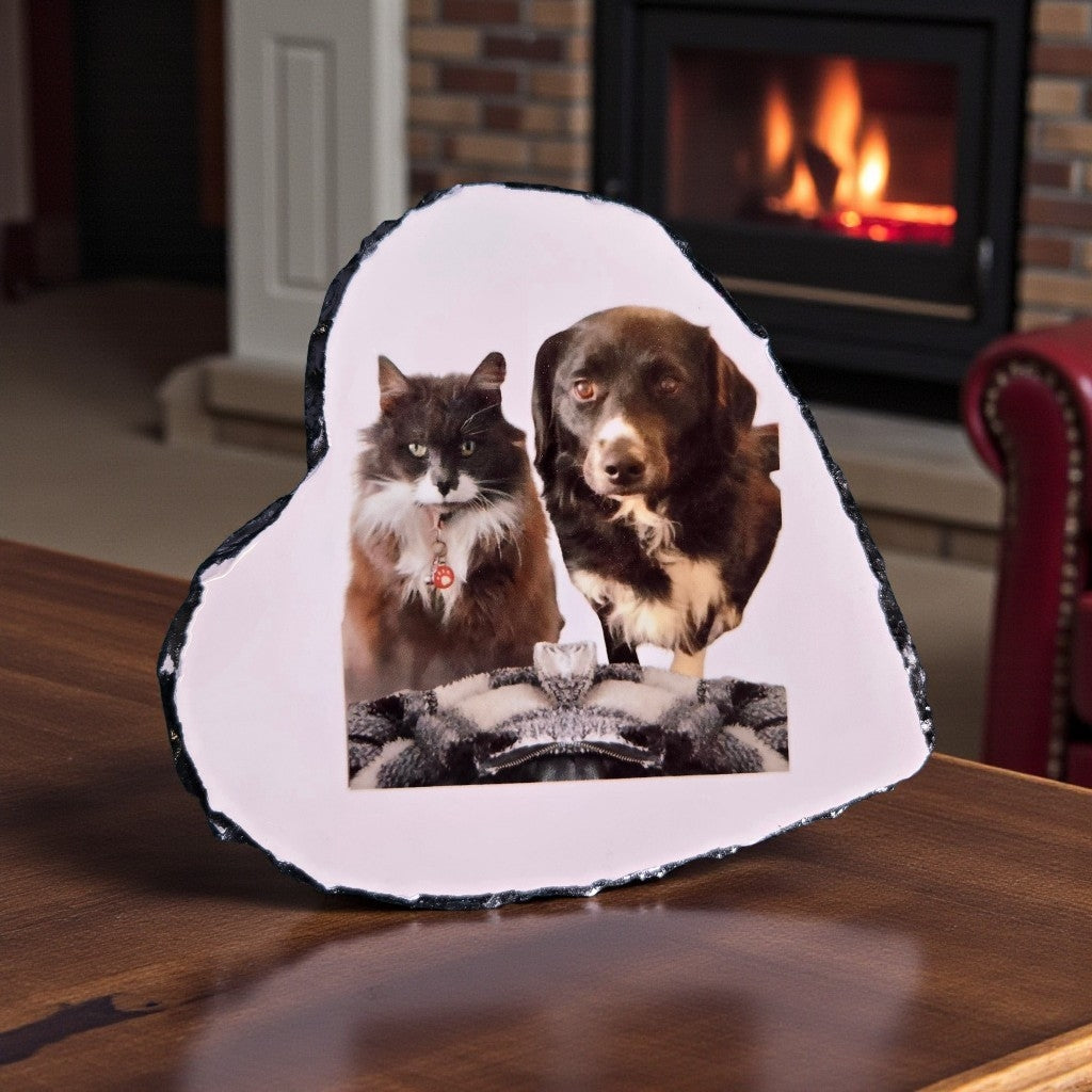 Personalised heart shaped, photo slate