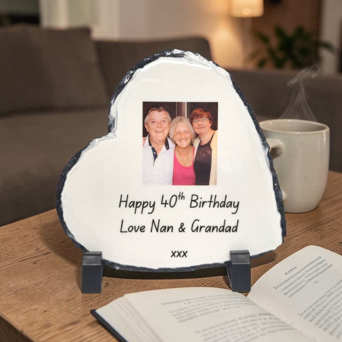 Personalised heart shaped, photo slate
