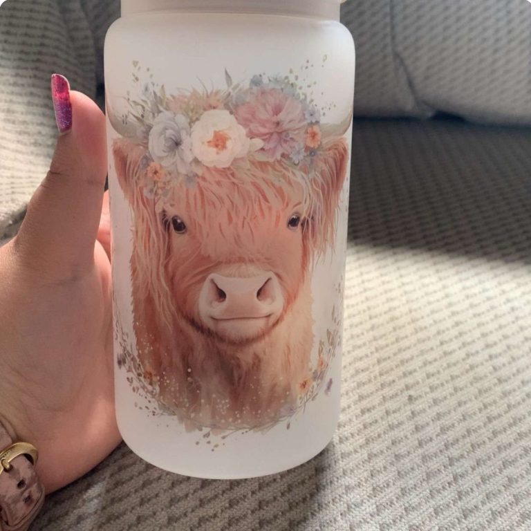 Customer's photo of her received highland cow jar